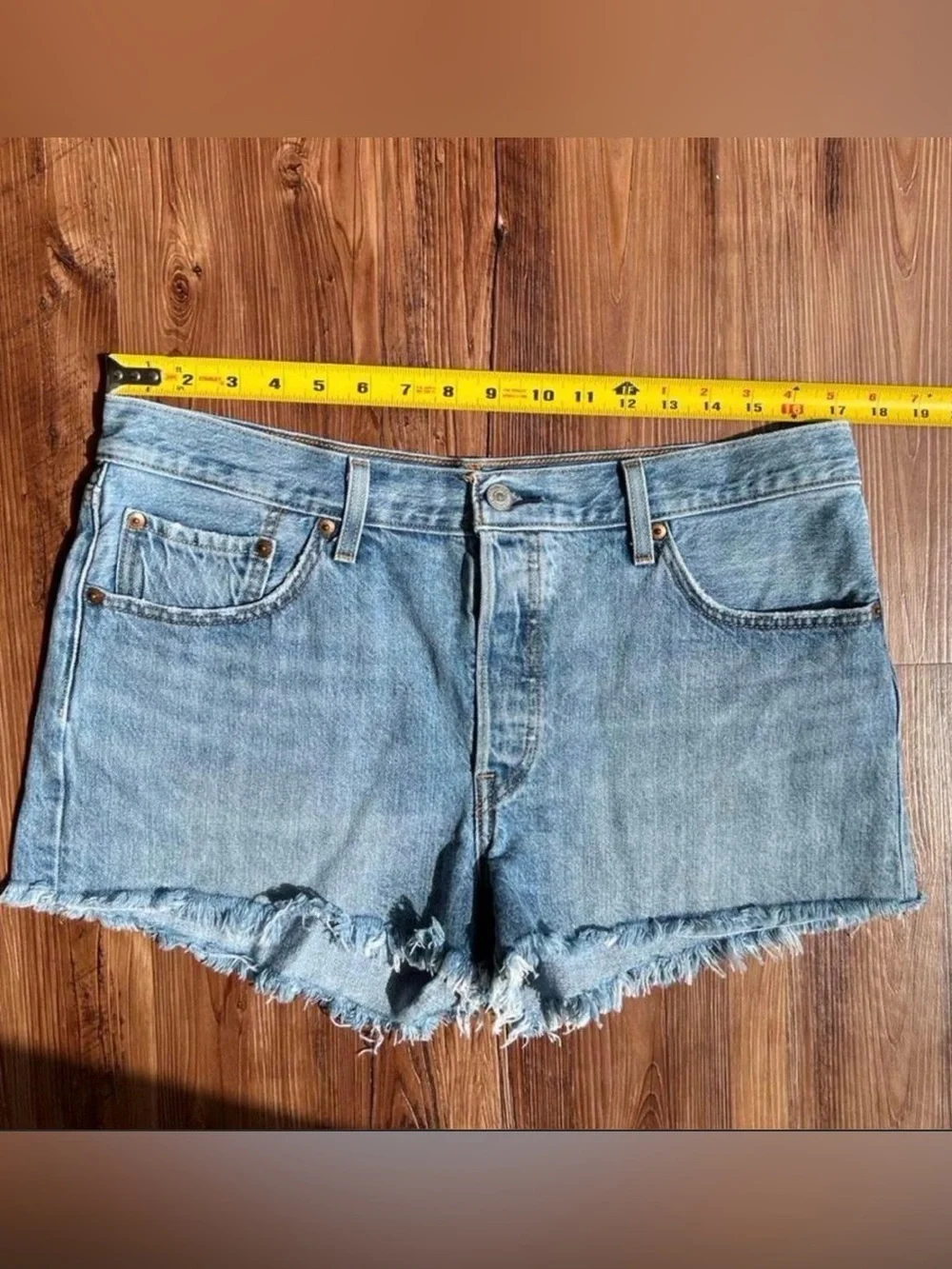 Levi's 501 Denim Shorts Size 32 Frayed Hem CutOff Button Fly